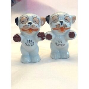 Vintage 1950s Anthropomorphic Cat Salt Pepper Shakers‎ Made in Japan Kitsch